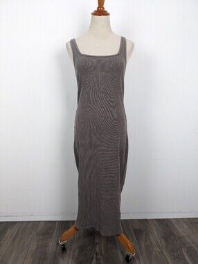 Wilfred Free Murdock Dress Brown Tan Size Medium Summer Ribbed Stretch